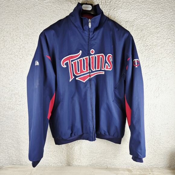 Vintage Minnesota Twins Men's Majestic Dug Out Jacket Size Large Blue MLB - Picture 1 of 13